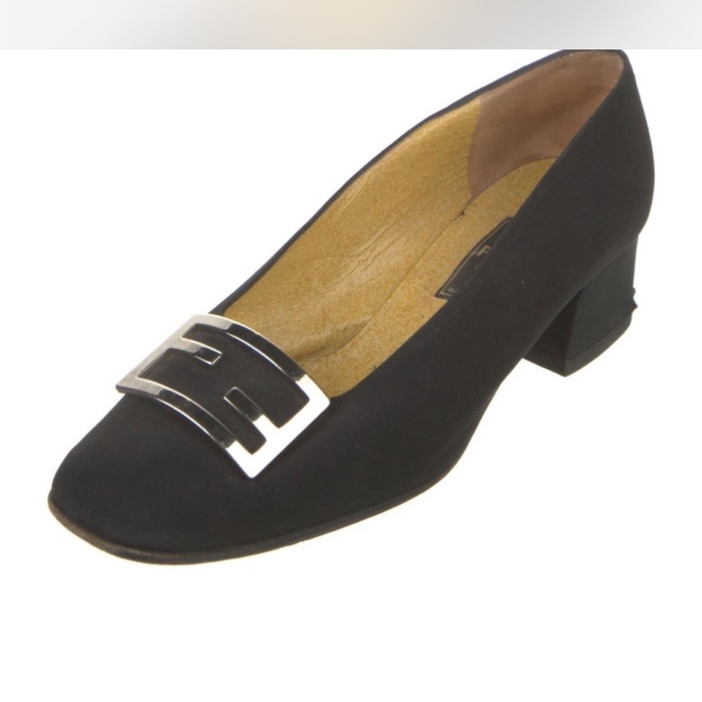 Fendi Black Loafers with Silver Accent